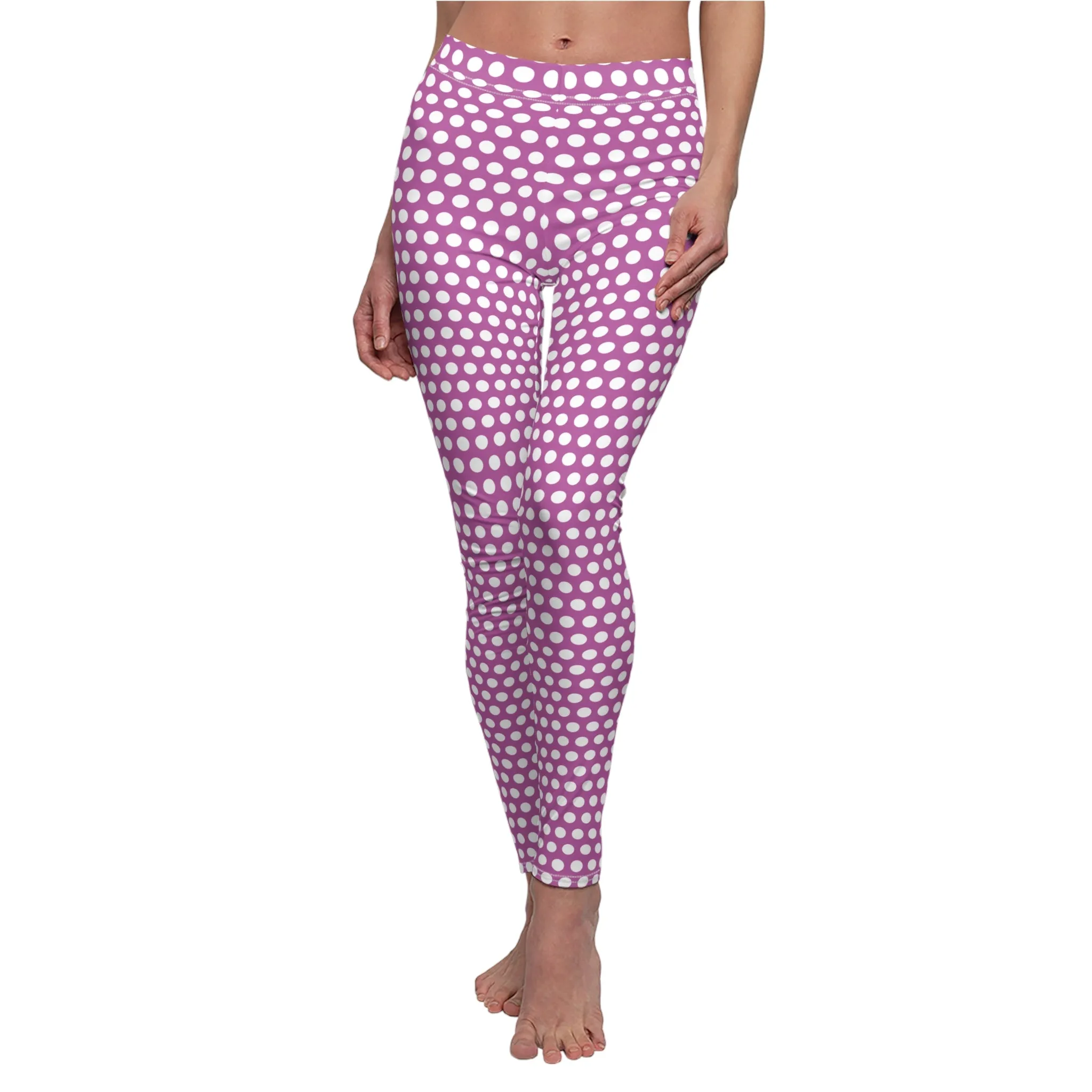 Purple White Polka Dot Womens Leggings - Saiko Studio
