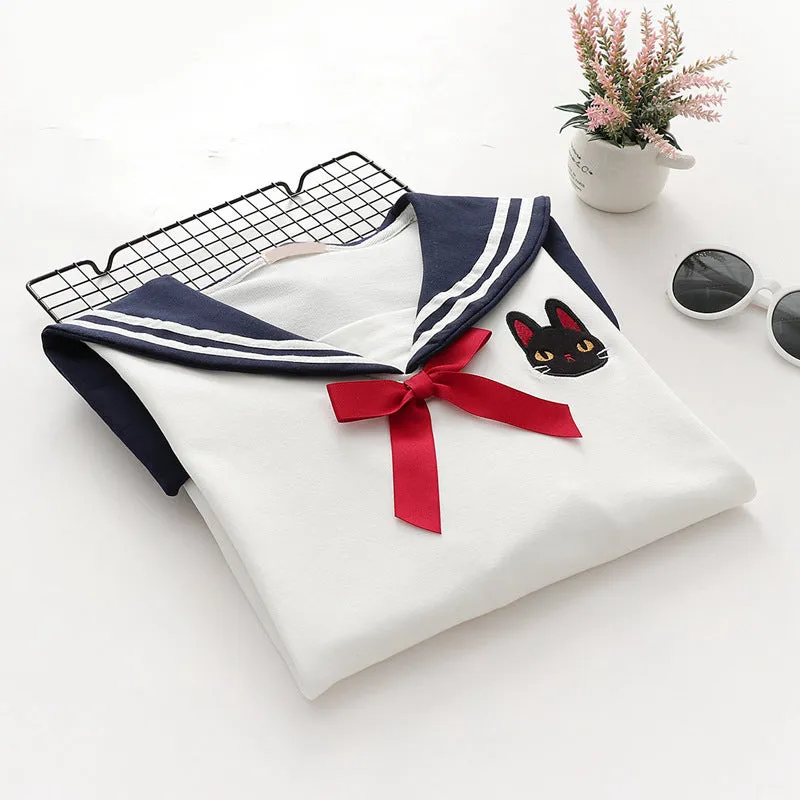 "CUTE CAT NAVY" SWEATSHIRT N101605