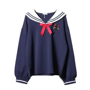 "CUTE CAT NAVY" SWEATSHIRT N101605