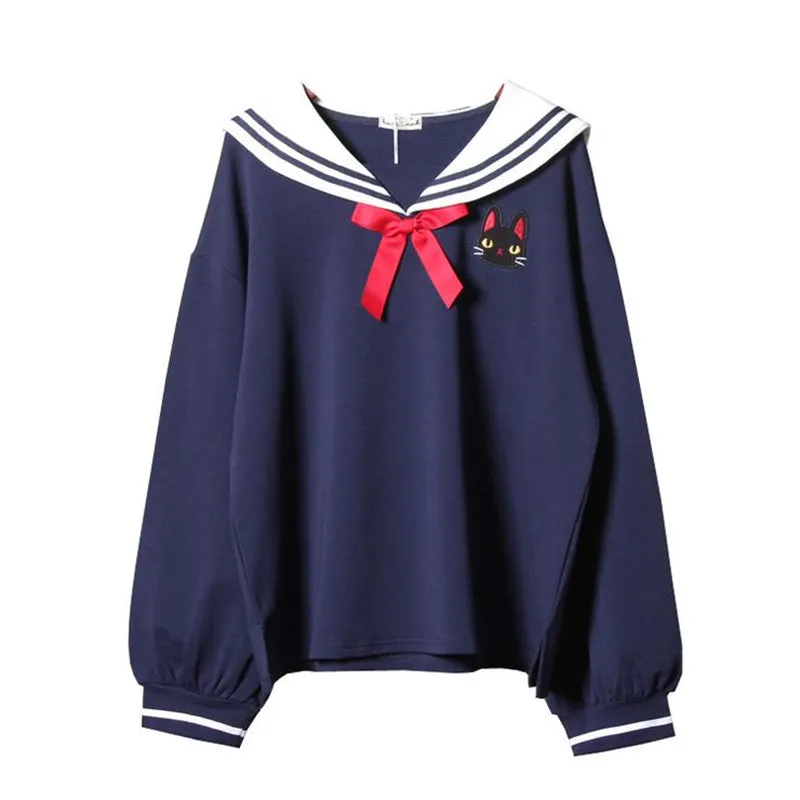 "CUTE CAT NAVY" SWEATSHIRT N101605