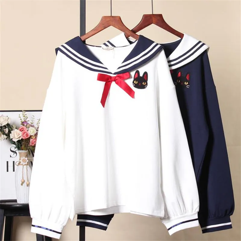 "CUTE CAT NAVY" SWEATSHIRT N101605