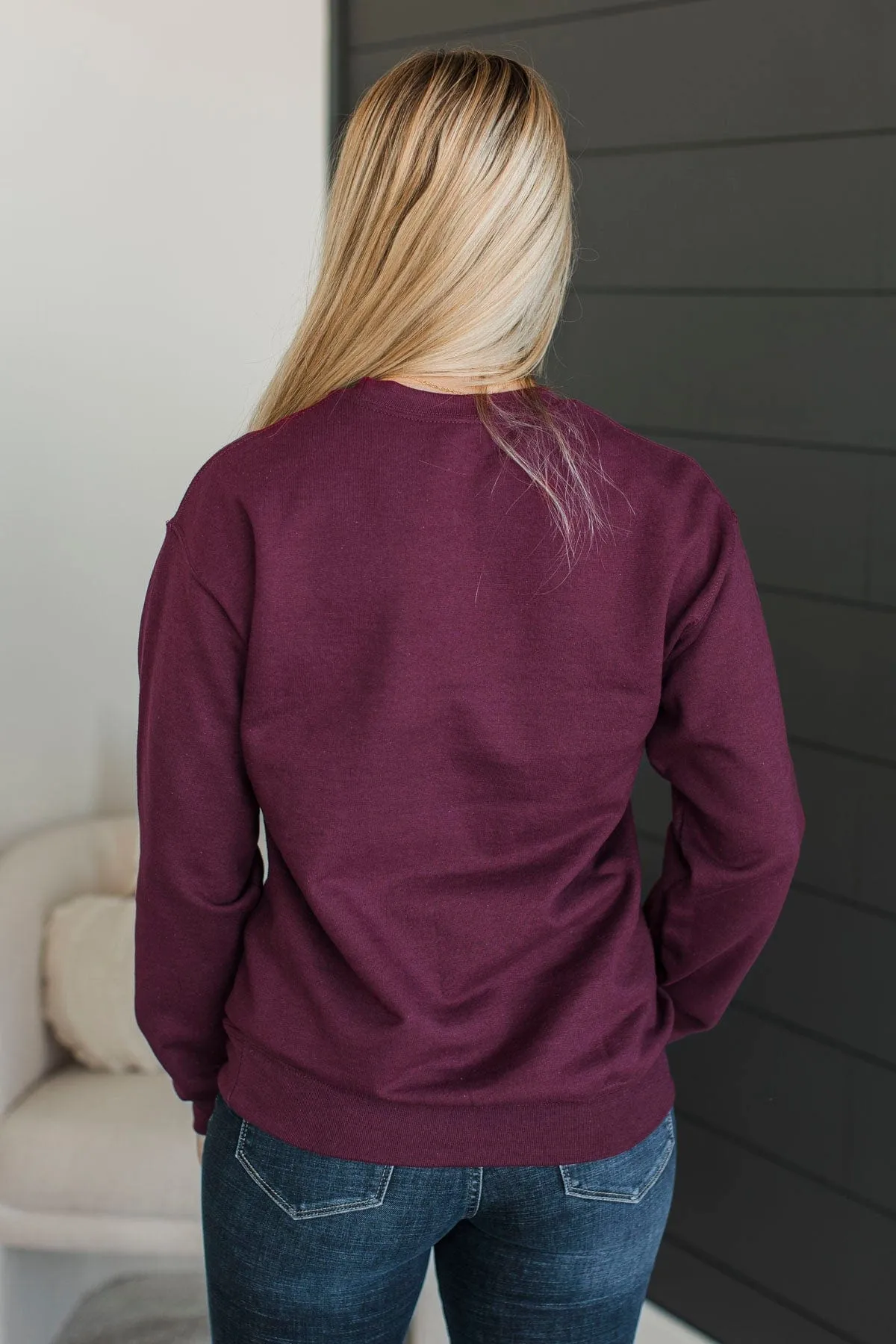 "Thanks   Giving" Crew Neck Pullover- Maroon