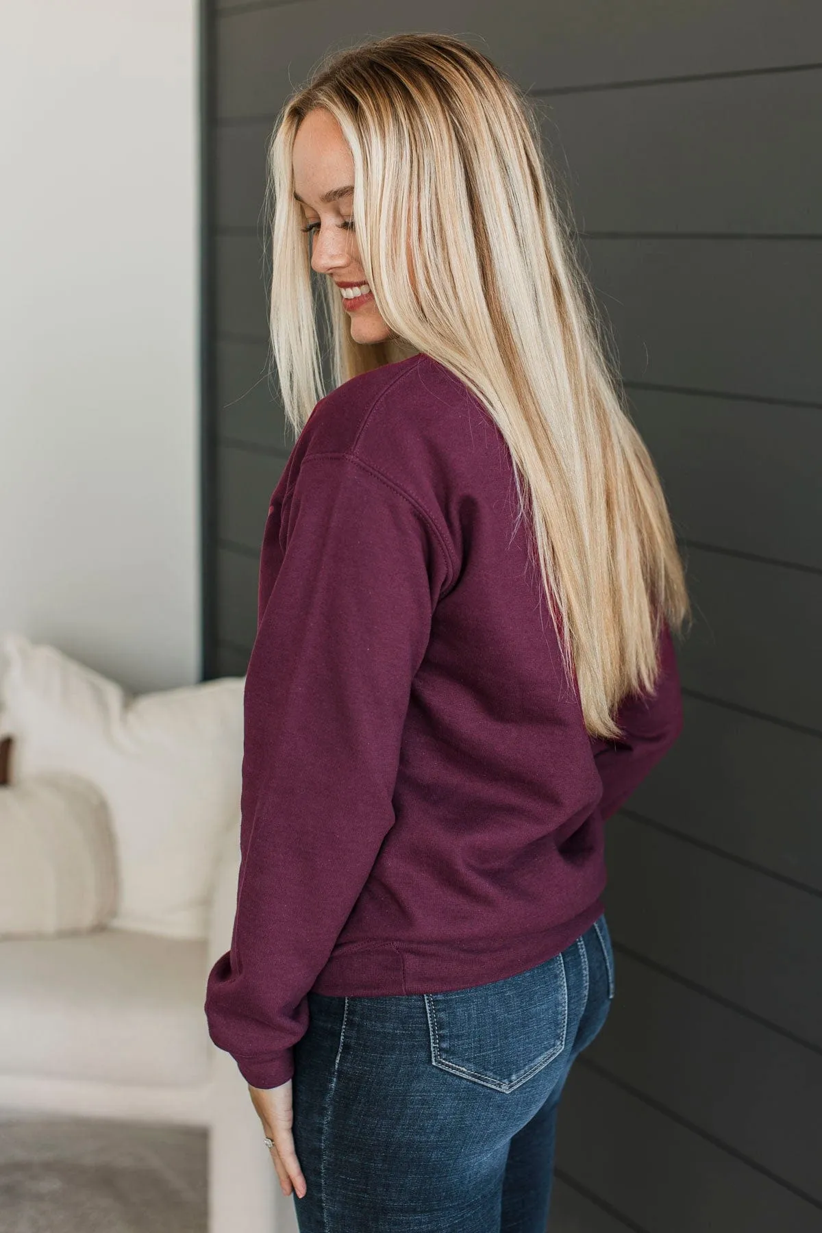 "Thanks   Giving" Crew Neck Pullover- Maroon