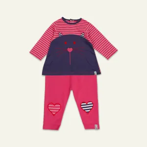 Red Cat Appliqu Dress And Legging Set