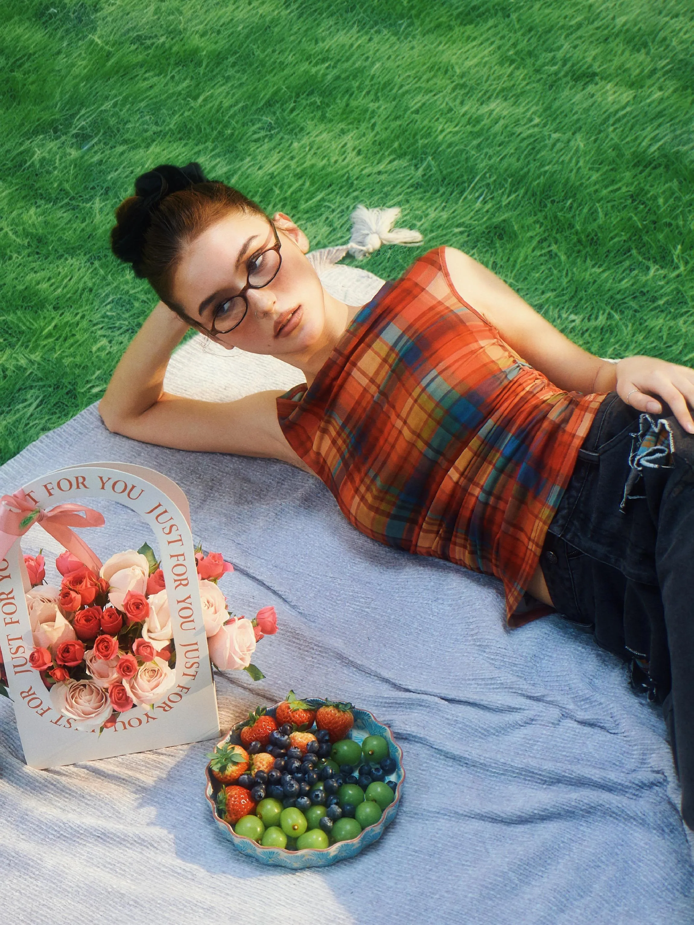 Red Check Mesh Top
