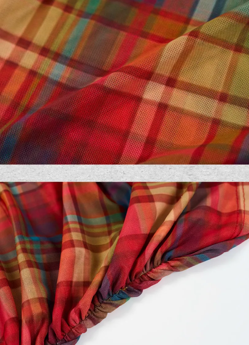 Red Check Mesh Top