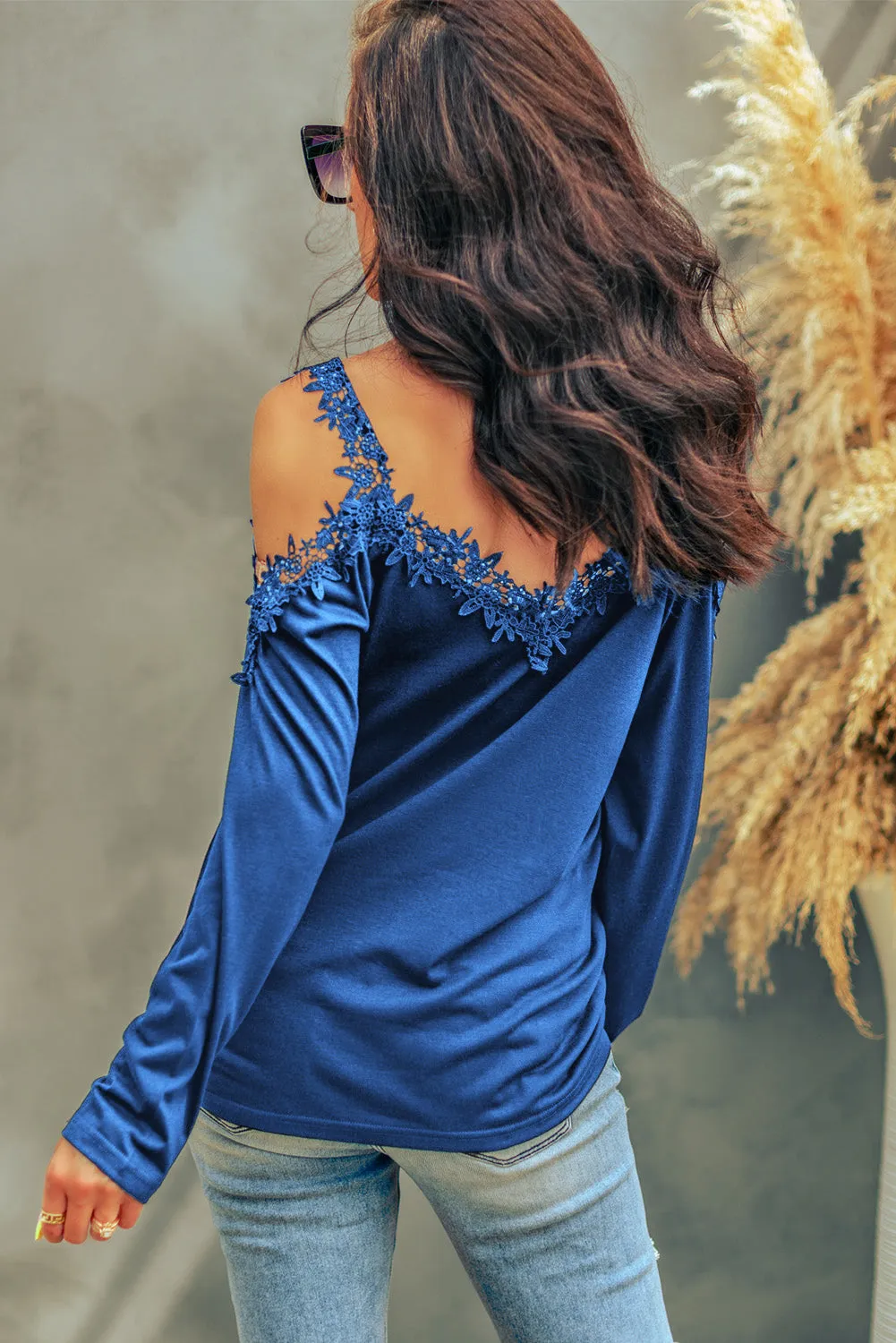 Reese Lace Detail Cold Shoulder Long Sleeve T-Shirt