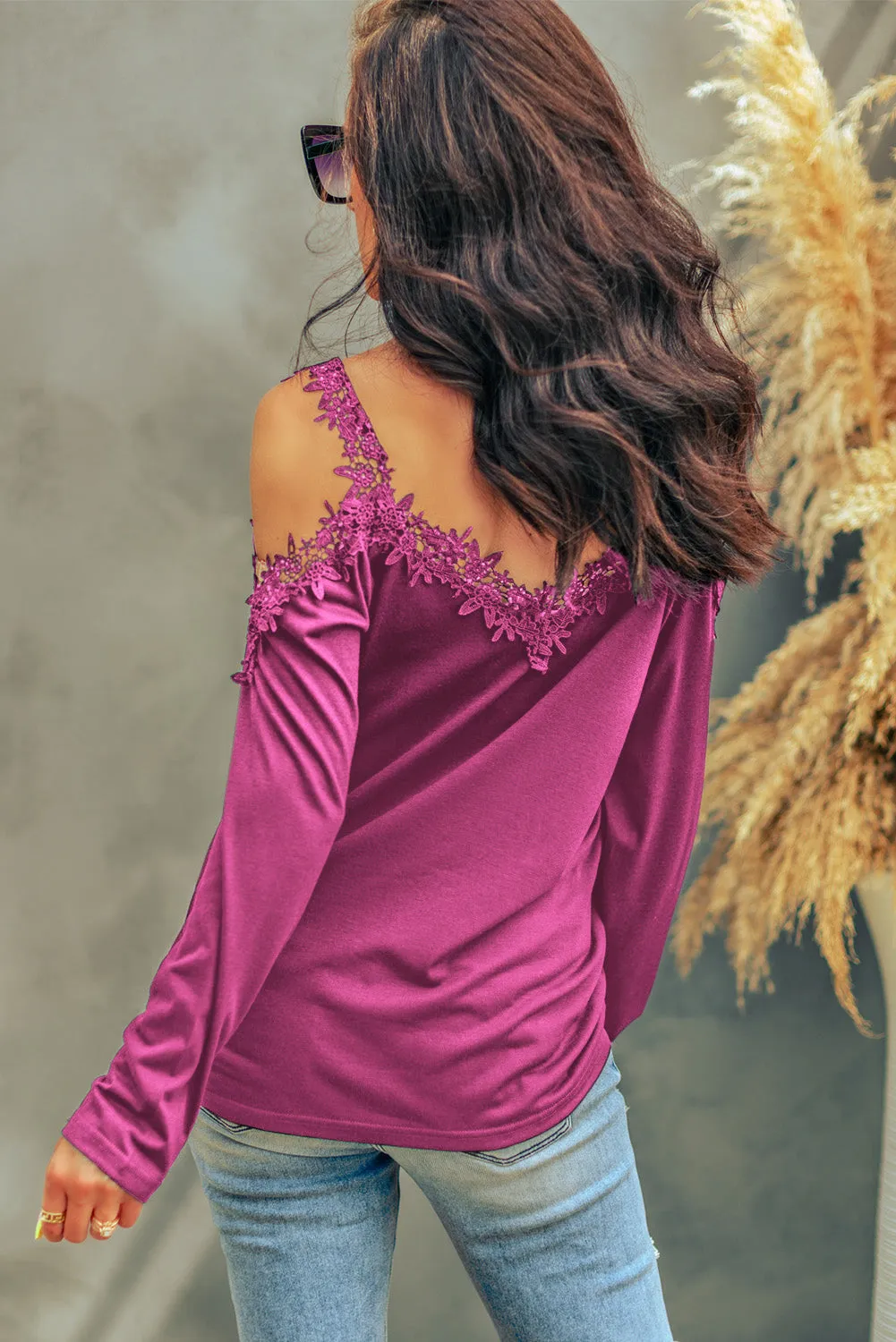 Reese Lace Detail Cold Shoulder Long Sleeve T-Shirt