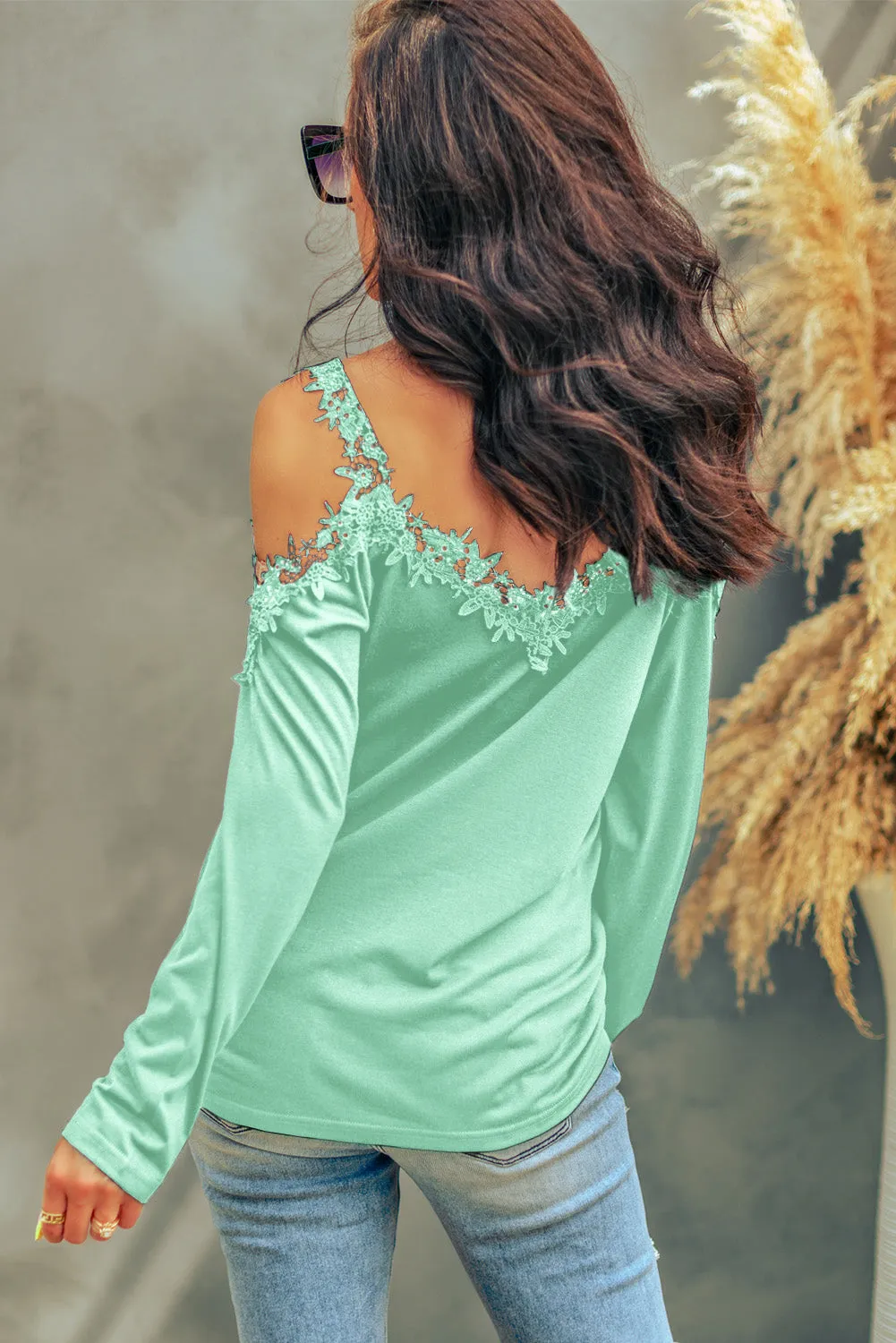 Reese Lace Detail Cold Shoulder Long Sleeve T-Shirt