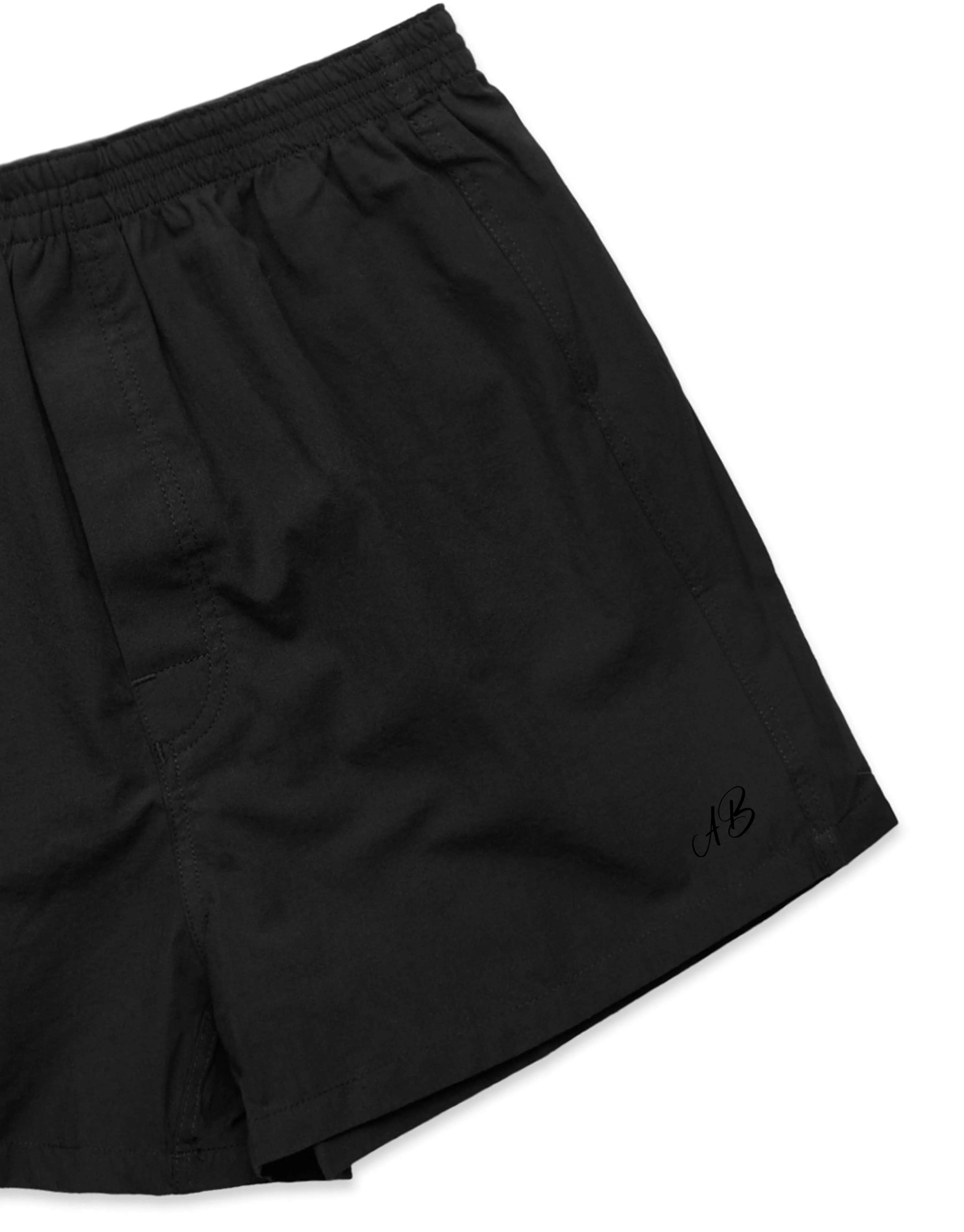 Relaxed Fit Woven Cotton Boxer Shorts - Black