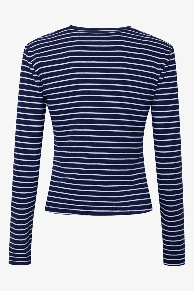 Rib Stripe T-Shirt Navy