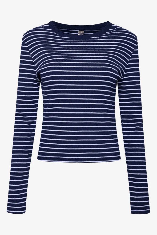Rib Stripe T-Shirt Navy