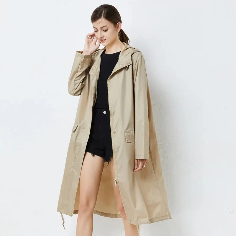 Robust mackintosh with hood ladies windbreaker - Trendy fashion for any season