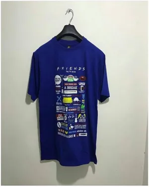Royal Blue Friends Cotton Printed T-Shirt For
