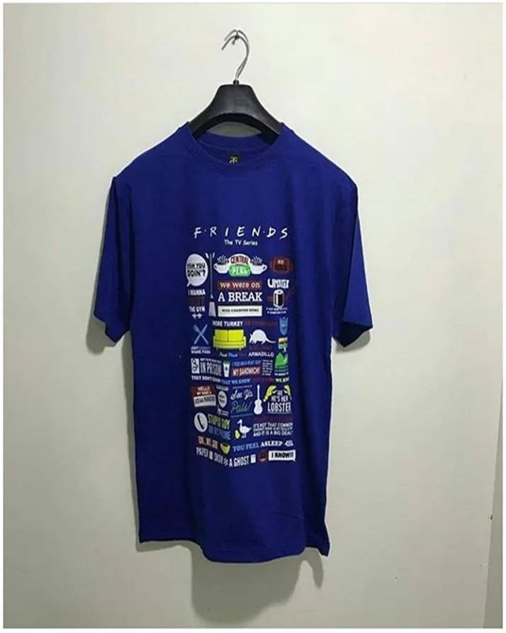 Royal Blue Friends Cotton Printed T-Shirt For