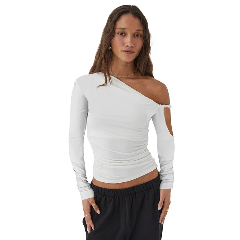 Ruched Asymmetrical Off-The-Shoulder top
