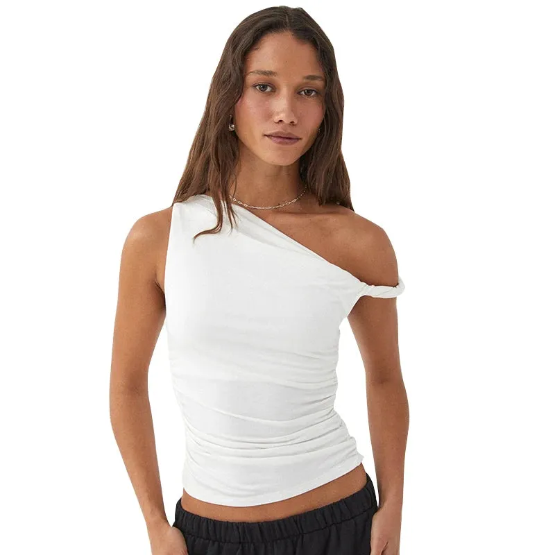 Ruched Asymmetrical Off-The-Shoulder top