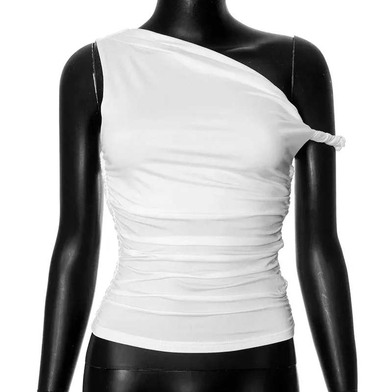 Ruched Asymmetrical Off-The-Shoulder top