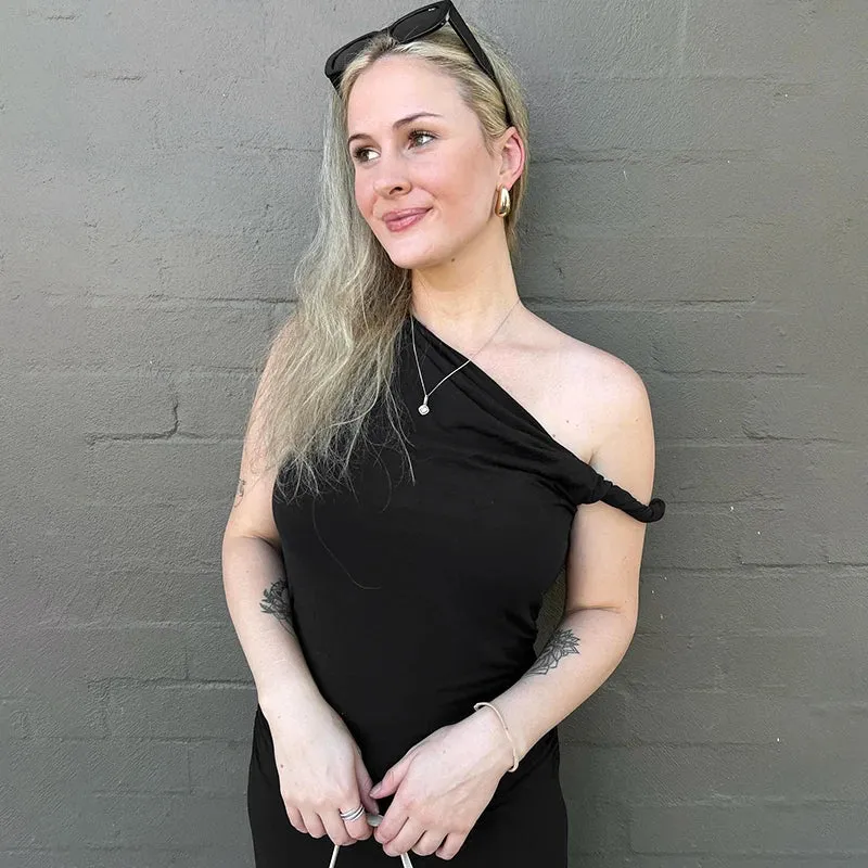 Ruched Asymmetrical Off-The-Shoulder top