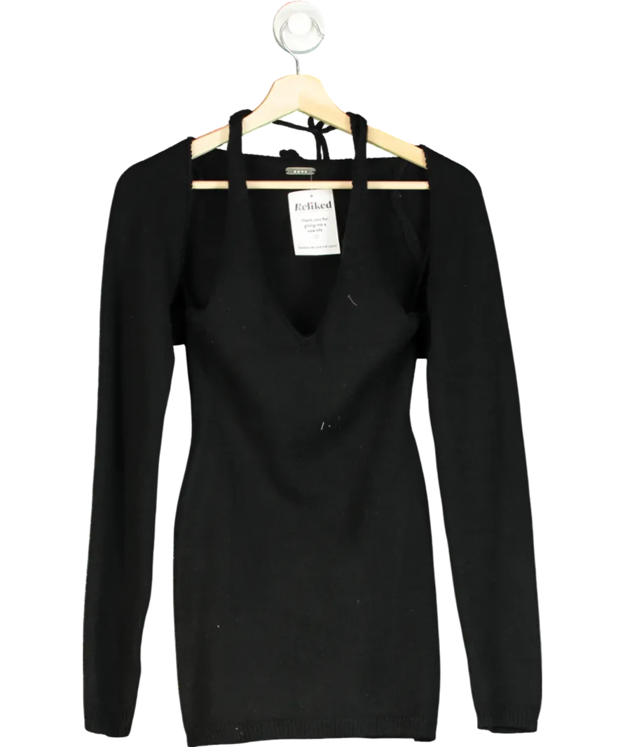 Ruve Black Knit Halter & Shrug Top Set UK M
