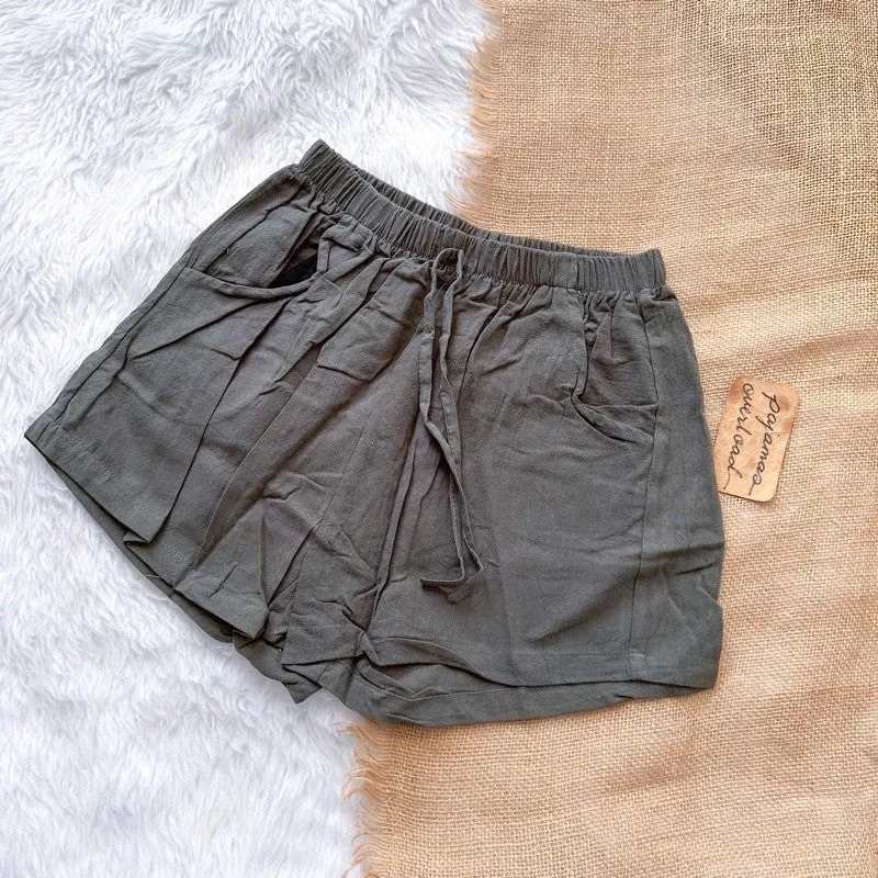 SAKURA | linen basic everyday shorts with pocket | PajamasOverload