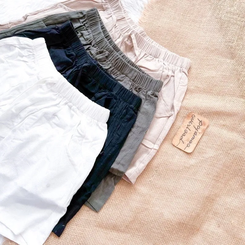 SAKURA | linen basic everyday shorts with pocket | PajamasOverload