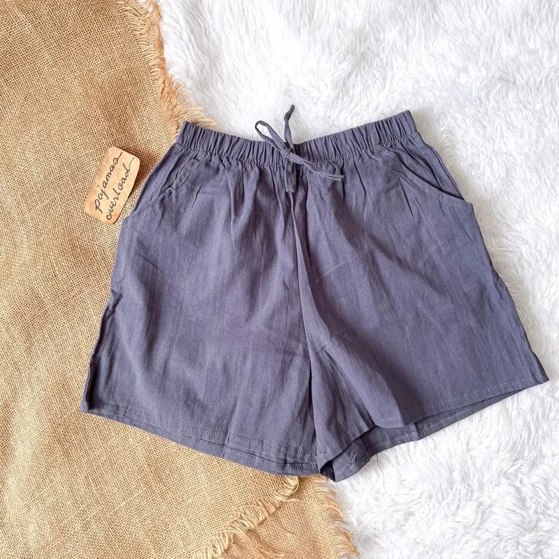 SAKURA | linen basic everyday shorts with pocket | PajamasOverload