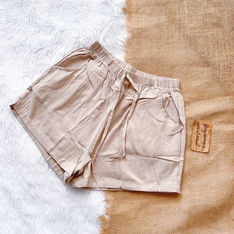 SAKURA | linen basic everyday shorts with pocket | PajamasOverload