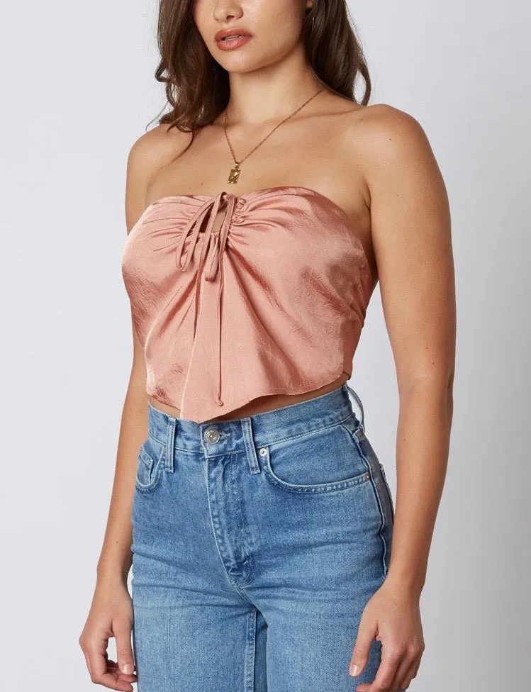Satin Bandanna Tie Back Halter Crop Top