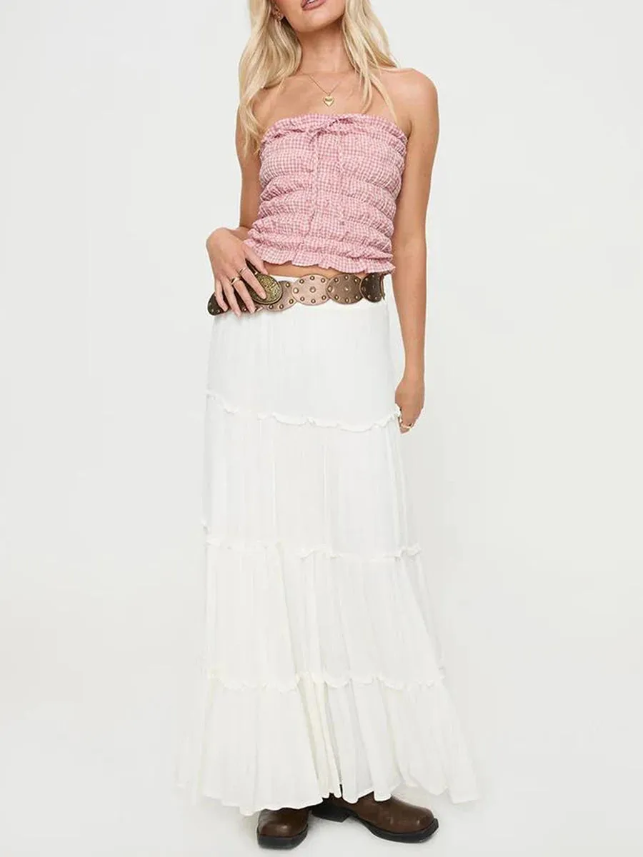 Serena Plaid Off The Shoulder Top