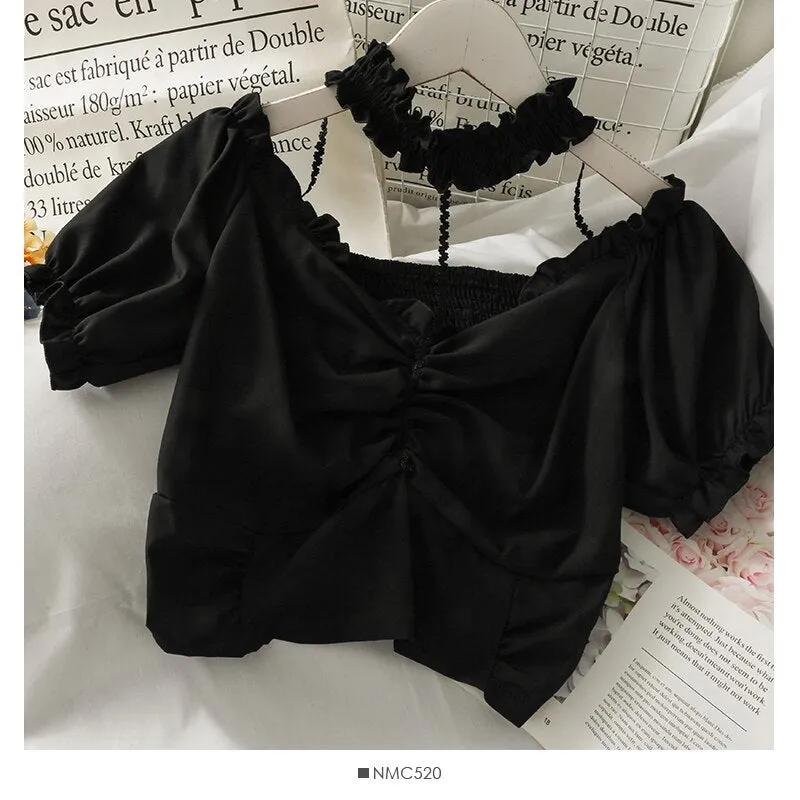 Sexy Hanging Neck Halter Crop Tops