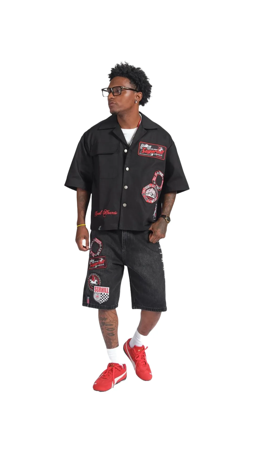 SH "CRUEL" DENIM SHORTS (BLACK WASH)