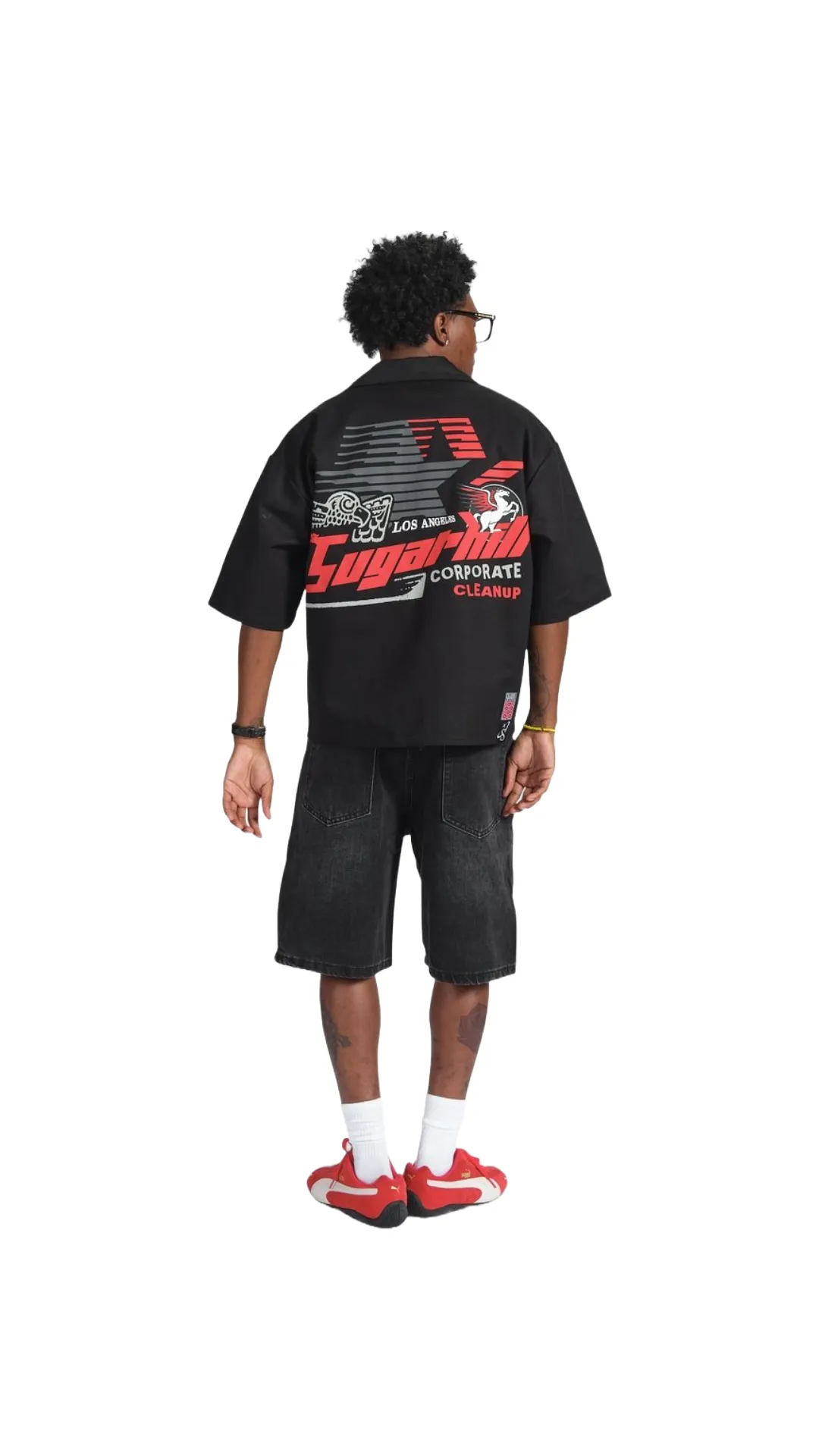 SH "CRUEL" DENIM SHORTS (BLACK WASH)