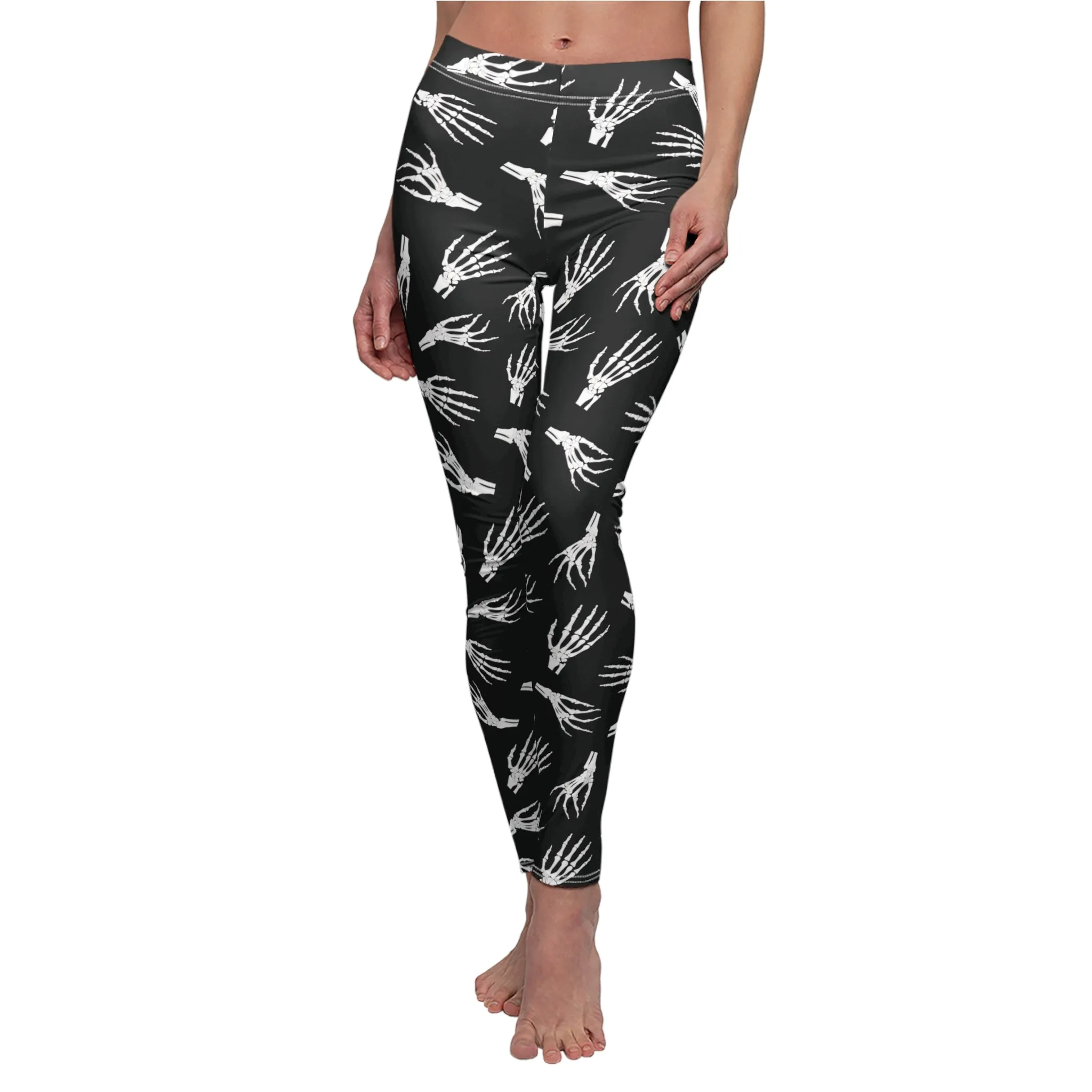 Skeleton Womens Halloween Leggings Spooky Stretch Pants - Saiko Studio