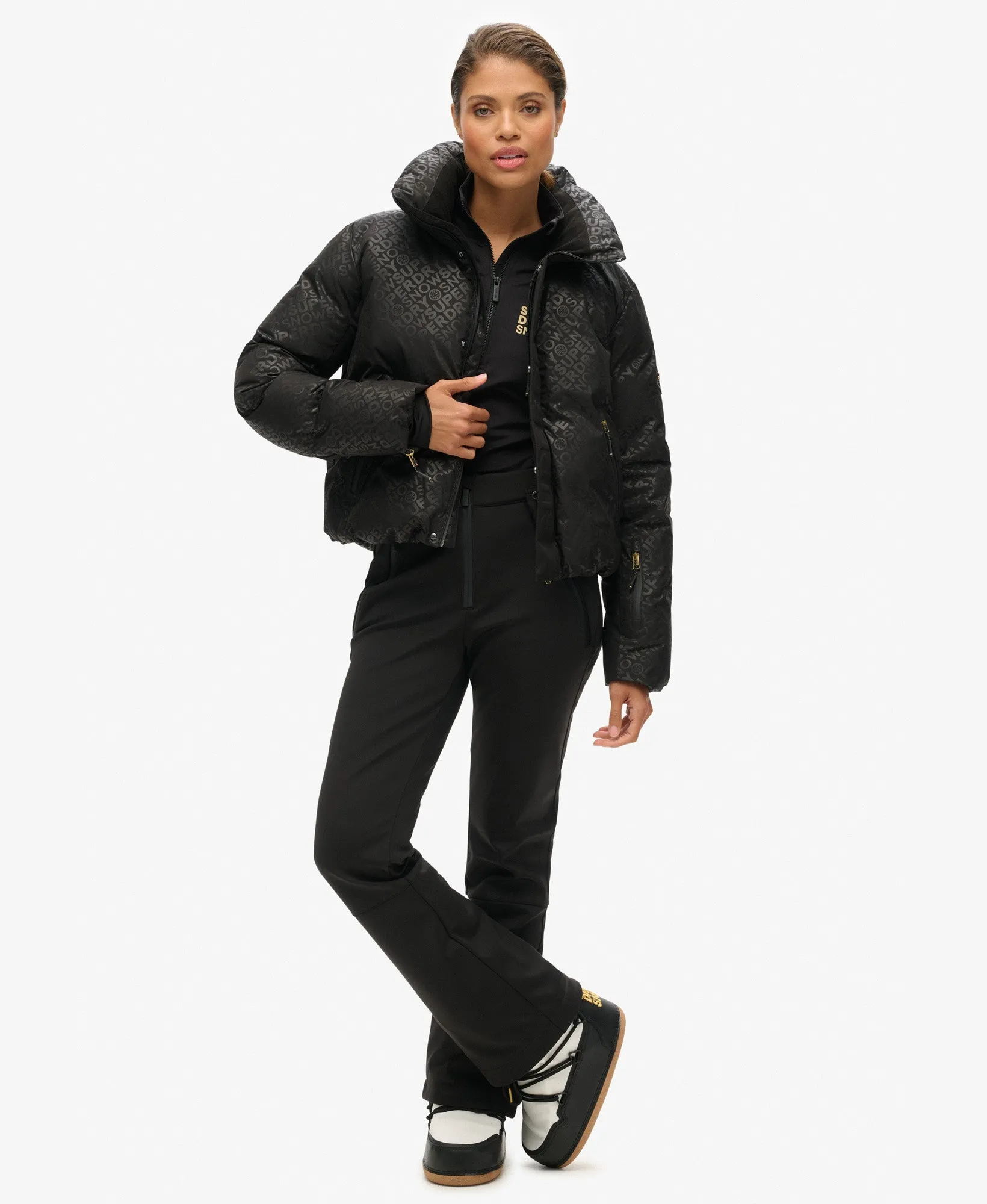 Ski Slalom Puffer Jacket | Superdry Monogram Black Luxe