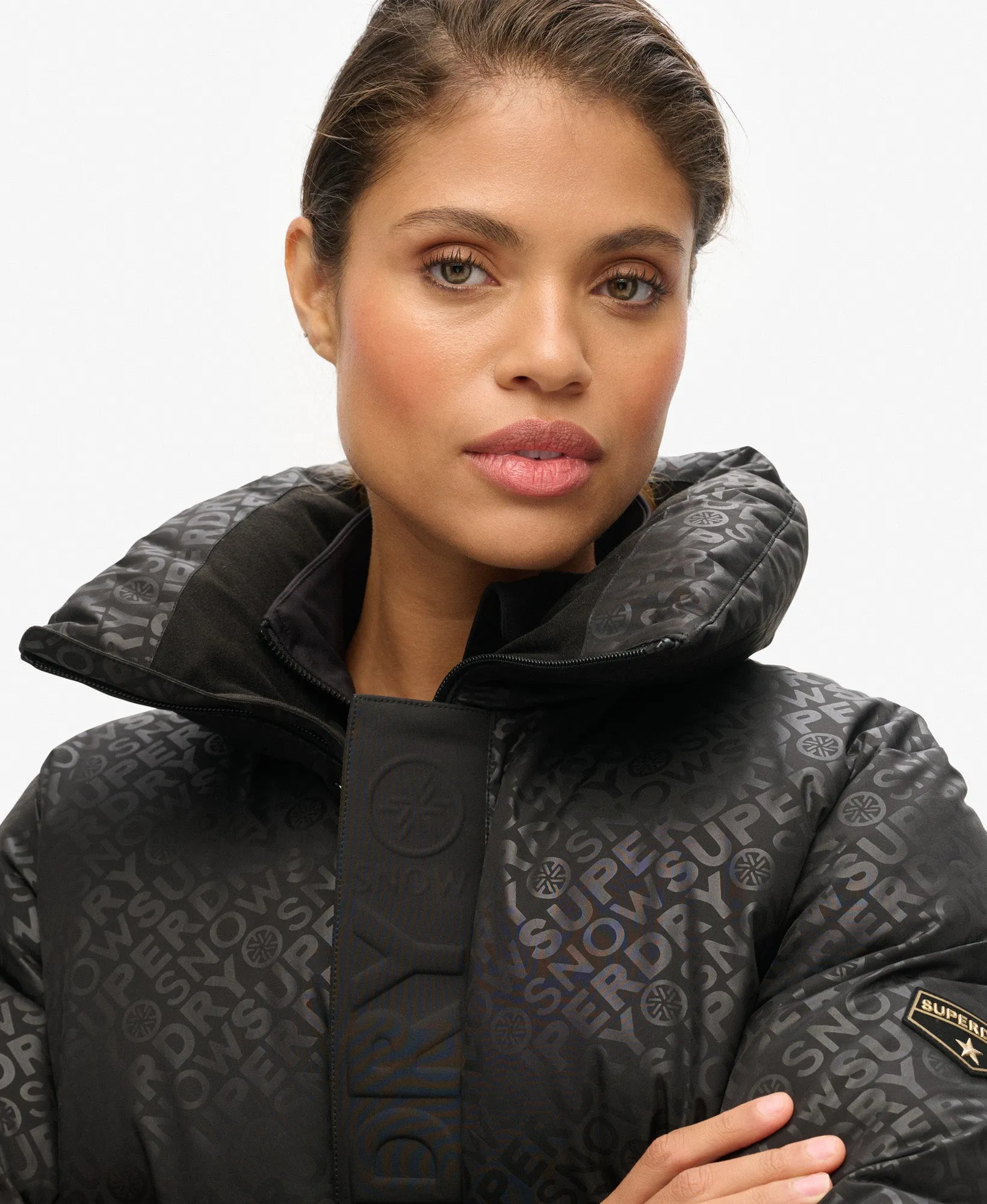 Ski Slalom Puffer Jacket | Superdry Monogram Black Luxe