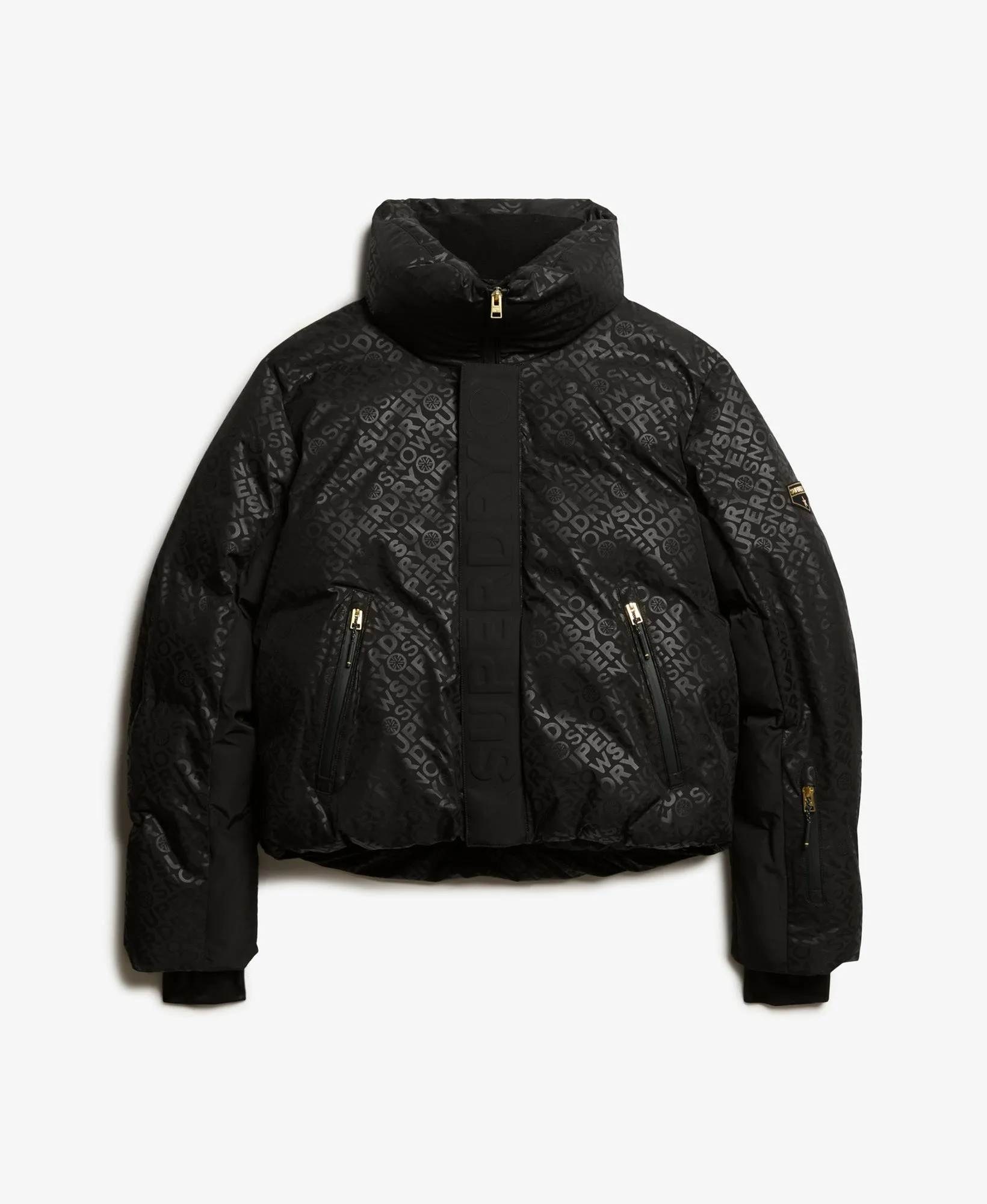 Ski Slalom Puffer Jacket | Superdry Monogram Black Luxe