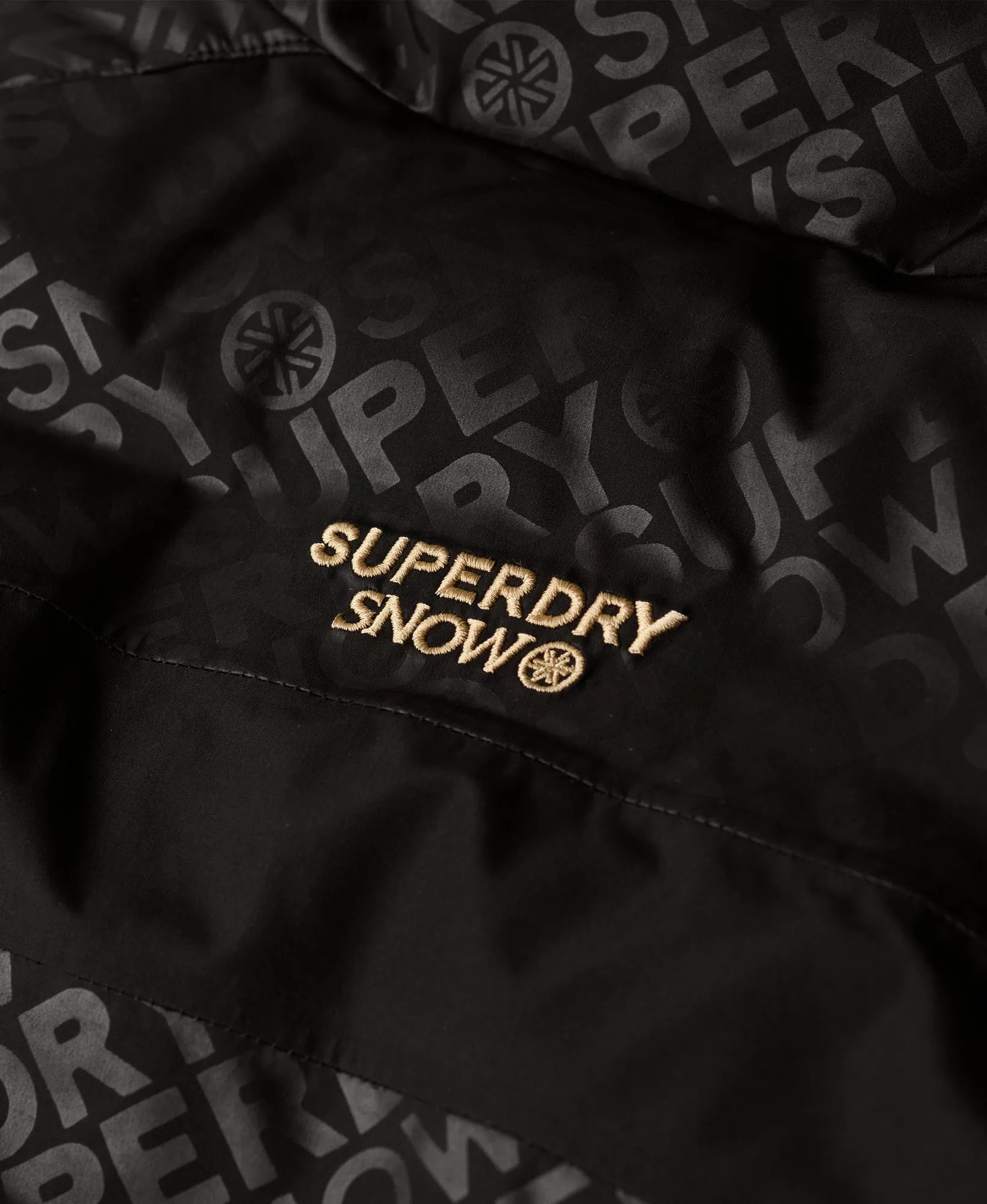 Ski Slalom Puffer Jacket | Superdry Monogram Black Luxe