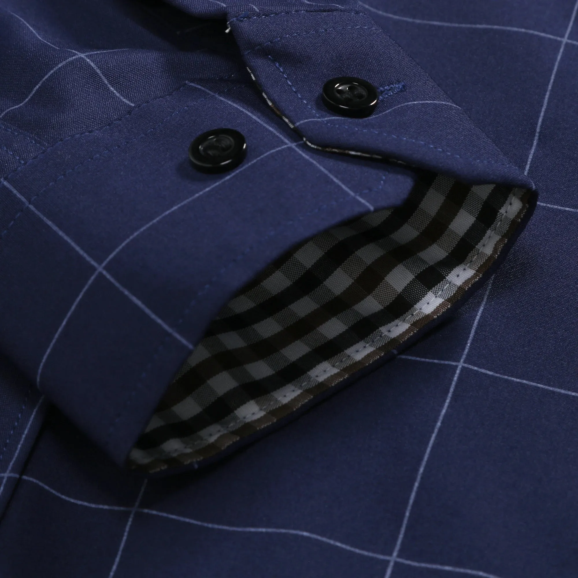 Slim Fit Long Sleeve Cotton Plaid Dress Shirt for Men
