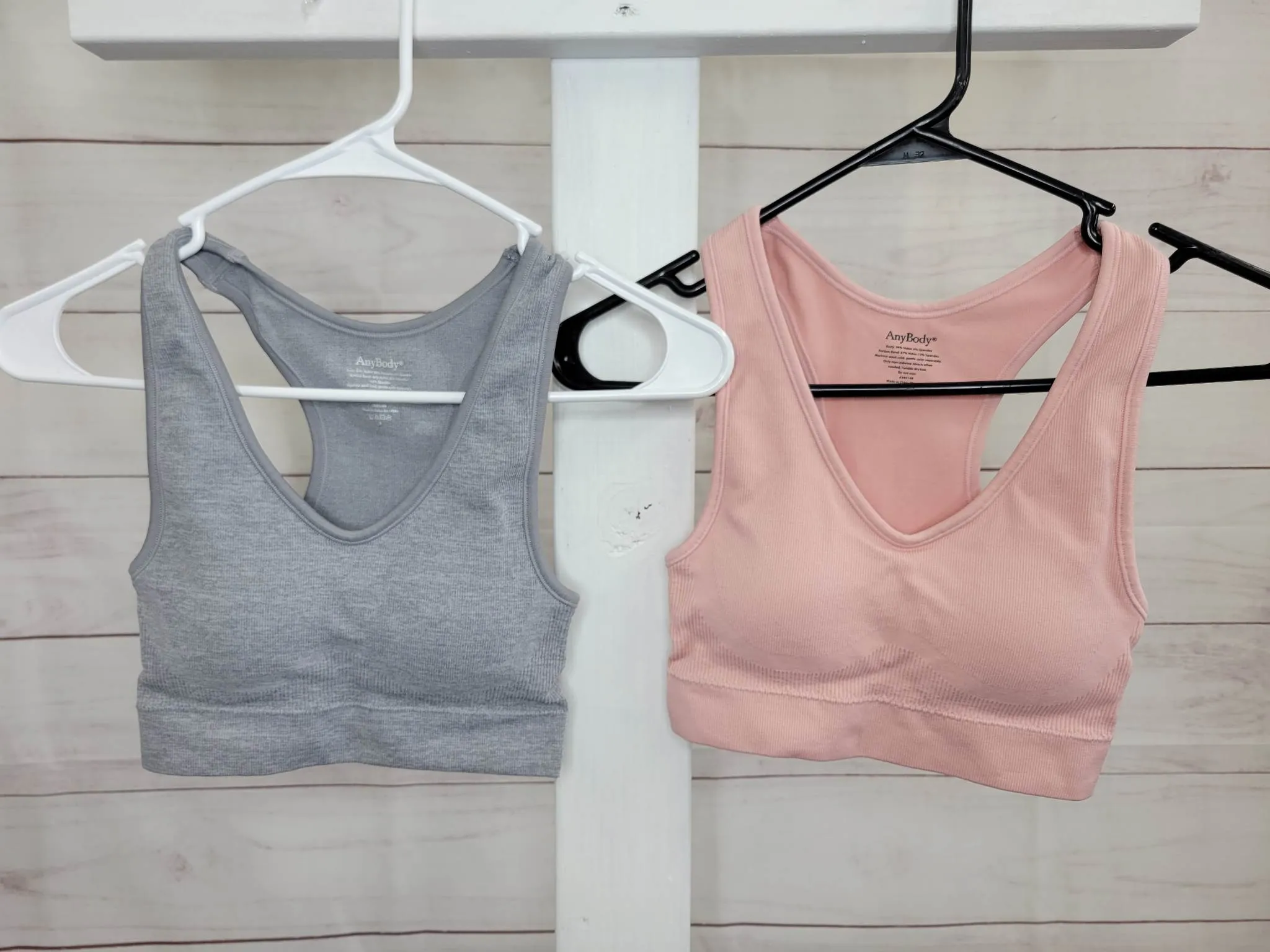 SMALL A393149 AnyBody Set of 2 Rib Knit Seamless Bras