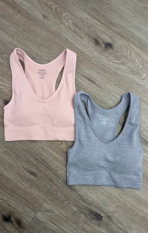 SMALL A393149 AnyBody Set of 2 Rib Knit Seamless Bras