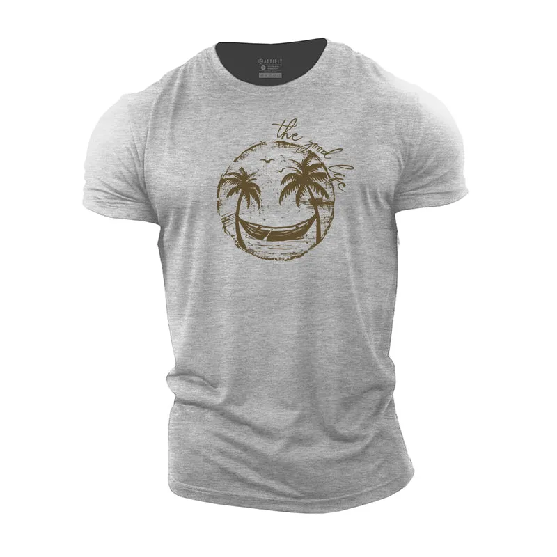 Smiley Palm Tree Cotton T-Shirt