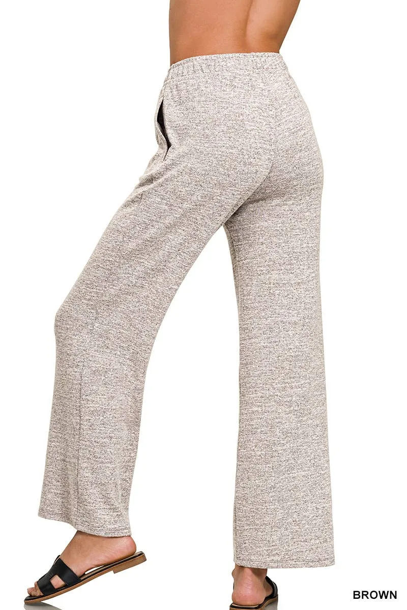 Soft Melange Hacci Elastic Waistband Lounge Pants