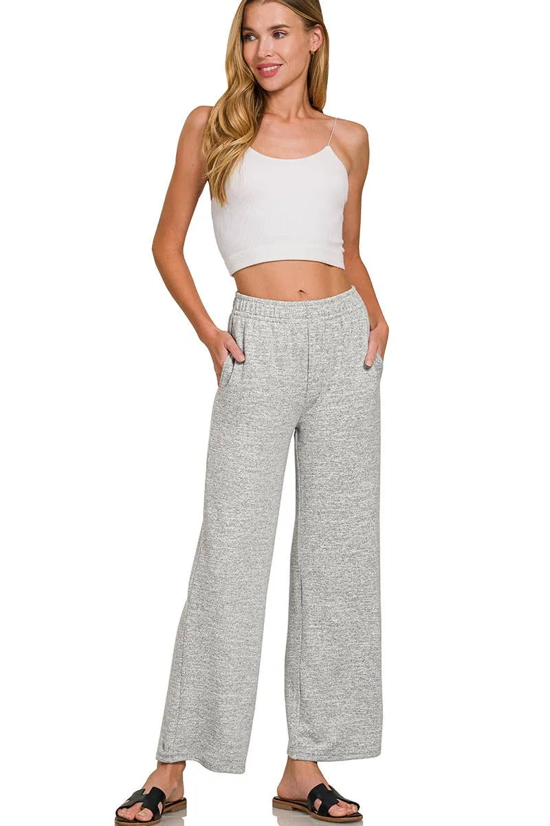 Soft Melange Hacci Elastic Waistband Lounge Pants