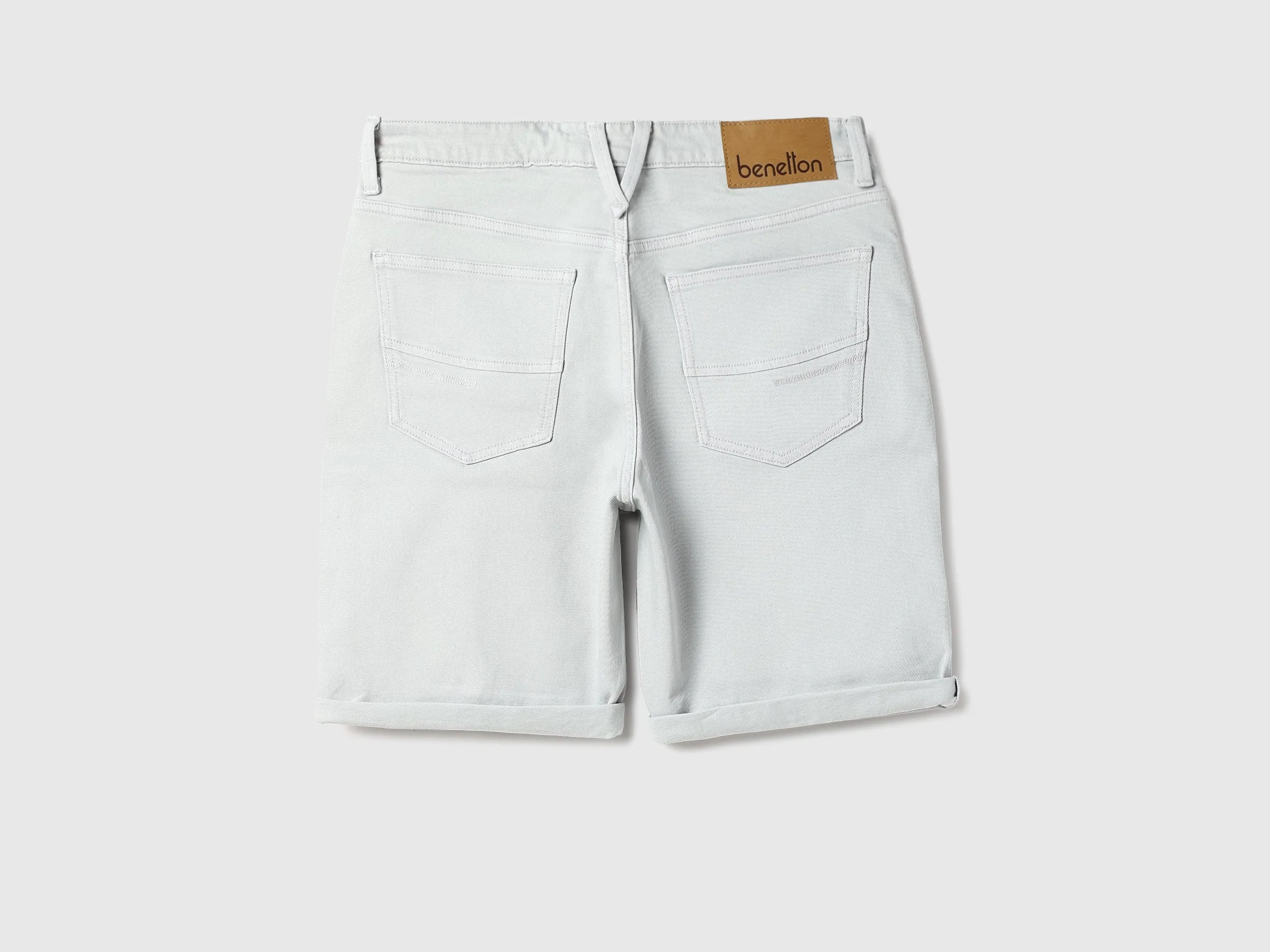 Solid Comfort Fit Denim Shorts