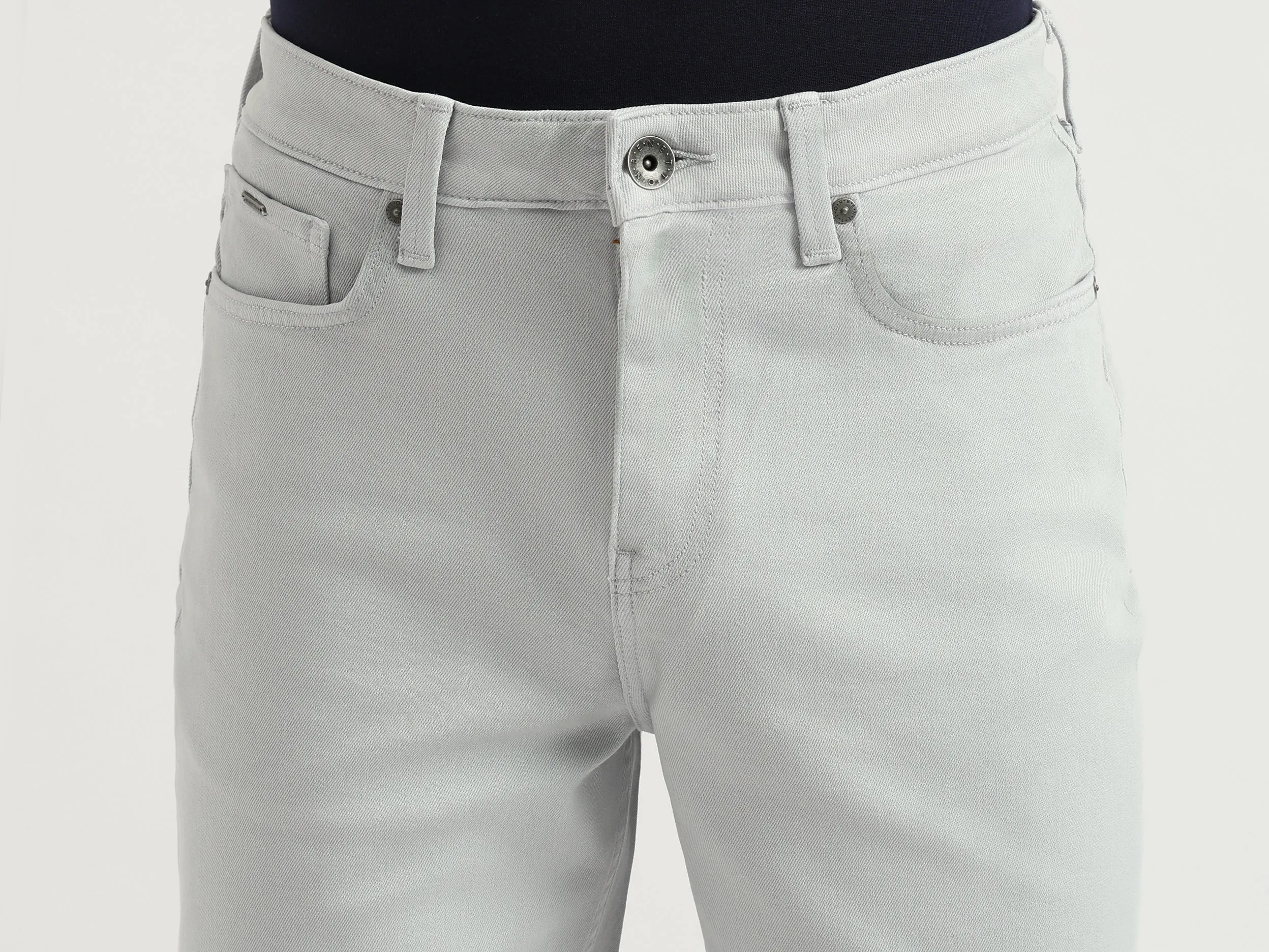 Solid Comfort Fit Denim Shorts