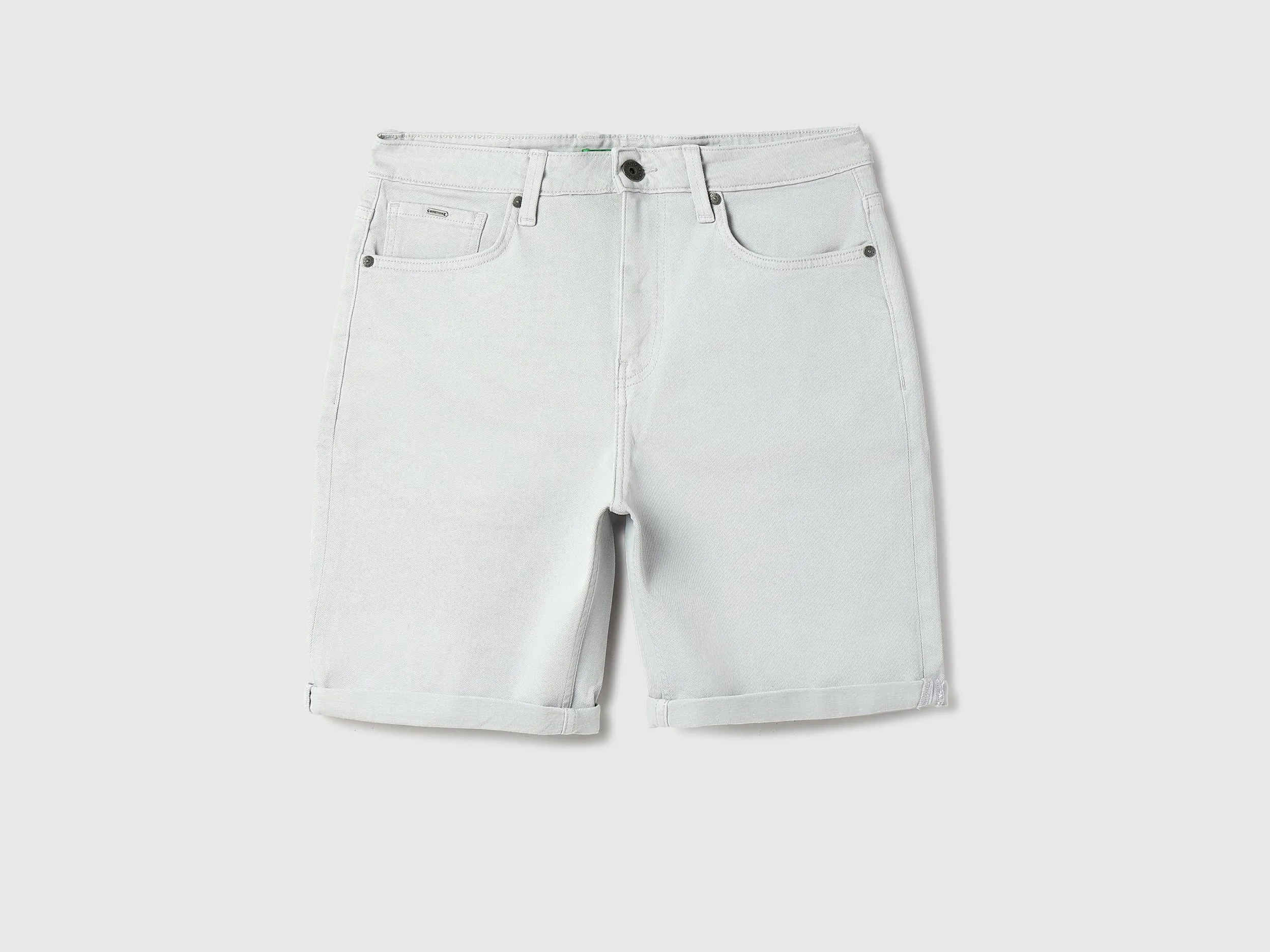 Solid Comfort Fit Denim Shorts