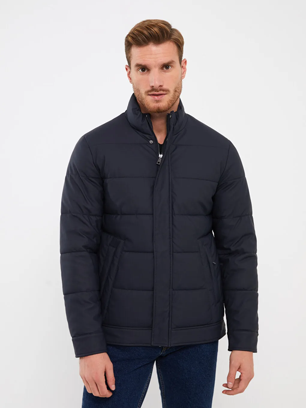 Standard Mold Stand Collar Men Puffer Coat