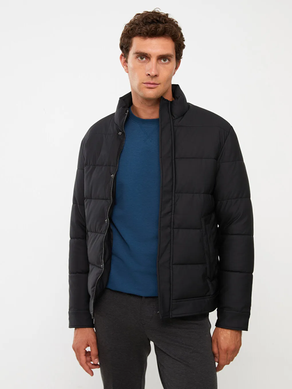 Standard Mold Stand Collar Men Puffer Coat