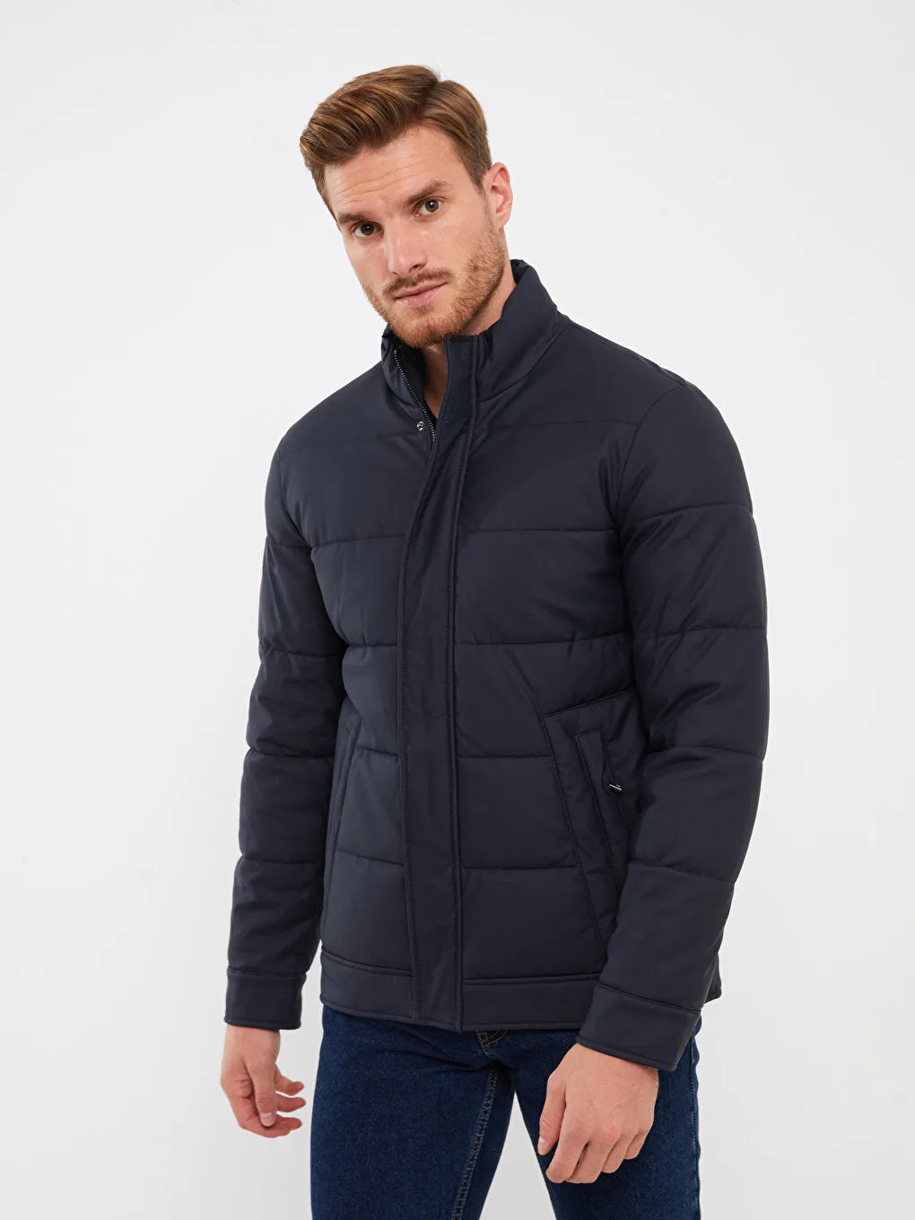 Standard Mold Stand Collar Men Puffer Coat